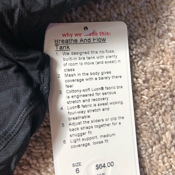 NWT Lululemon workout tank size 6 - Picture 2 of 2